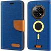 Shantime Custodia Portafoglio Flip in Tessuto Oxford Compatibile con Doogee Fire 7 Pro, Cover Protettiva Magnetica con Slot Carte e Supporto(Blu)