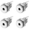 QUARKZMAN 4 Pezzi DC3513 Jack Di Alimentazione, 12V 1A 3.5x1.3mm 2 Pin Femmina Per Pannello Connettore Di Alimentazione DC Con Dado E Rondella In Metallo, Argento 12.5x12.5x26.5mm