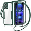 FERLAN Cover per Redmi Note 12 Pro Plus 5G con Cordino, 360 Gradi Antiurto Custodia con Protezione Schermo Integrata Trasparente Rugged TPU Bumper Doppia Protettiva Cover per Redmi Note 12 Pro Plus 5G-Verde