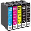 Starlet24 Cartucce per stampante 502XL, cartuccia d'inchiostro compatibile per Epson 502XL per Expression Home XP-5105 XP-5100 Workforce WF-2860DWF WF-2865DWF(2 neri, 1 ciano, 1 magenta, 1 giallo)
