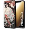 CUSTOMIZZA - Custodia cover nera morbida in tpu compatibile per iPhone X - Xs giapponese lago carpa koi rossa con foglie d'acero rosso disegnata tattoo