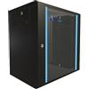 EXTRALINK Rack 19 pollici 12U - Armadio rack 600x450 mm, per montaggio a parete o a pavimento, capacità di carico 60 kg, porta in vetro temperato, apertura porta a 180°, nero
