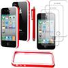 ebestStar - Bumper Cover Compatibile con iPhone 4, 4S Custodia Protezione Sottile Slim, Anti Shock +Penna +3 Pellicole plastica, Rosso/Bianco [Apparecchio: 115.2x58.6x9.3mm, 3.5'']