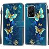 KENHONER Custodia per Honor 200 Lite 5G, Farfalla | Portafoglio Pelle PU, Magnetica, Resistente Agli Urti, Scomparto Carte Credito, Pieghevole, Flip Libro, Motivo