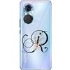 Mixroom - Cover Custodia Case In TPU Silicone Morbida Sfondo Trasparente Per Oppo A98 5G Fantasia Iniziali Lettera R con fiori