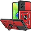 ESTH® Cover per Motorola Moto G54 5G con Custodia per Fotocamera Scorrevole e Supporto ad Anello [Custodia Paraurti Compatibile con Supporto Magnetico per Auto], Rosso