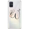 Mixroom - Cover Custodia Case In TPU Silicone Morbida Sfondo Trasparente Per Samsung Galaxy M52 5G Fantasia Iniziali Lettera W con fiori