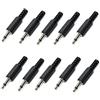 Oiyagai 10Pz Connettore Adattatore 3.5mm Mono Maschio Singolo Canale Saldatura Dritta per Microfono Cuffie, Nero (Singolo Traccia)