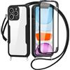 FERLAN Cover per iPhone 11 Pro con Cordino, 360 Gradi Antiurto Custodia con Protezione Schermo Integrata Trasparente Rugged TPU Bumper Doppia Protettiva Cover per iPhone 11 Pro -Nero