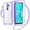 FERLAN Cover per Oppo A9 2020/Oppo A5 2020 con Cordino, 360 Gradi Antiurto Custodia con Protezione Schermo Integrata Trasparente Rugged TPU Bumper Doppia Protettiva Cover per Oppo A9 2020/Oppo A5 2020 -Viola