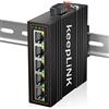 keepLiNK Switch Ethernet Industriale a 5 Porte, Switch di Rete su Guida DIN Non Gestito da 10/100 Mbps, IP40, Intervallo di Temperatura Operativa di -30℃～75℃（-22℉ ~ 167℉）