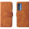 DESSEN Cover Per Motorola Moto Edge 20 pro, con Slot per Schede E Funzione di Supporto, Custodia in Pelle PU Premium Stile Portafoglio con Chiusura Magnetica. Marrone