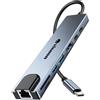 vienon Adattatore USB C Hub Ethernet HDMI, 8 in 1 USB C Docking Station con HDMI 4K, Ethernet RJ45, lettore di schede SD/TF, USB 3.0/2.0, PD 100W, USB C, LAN USB C Dongle per MacBook Pro/Air, iPad Pro, XPS,