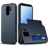 FERLAN Compatibile con Cover Portafoglio per Samsung Galaxy S9 Plus,con Porta Carte,TPU Bumper Silicone Slot Nascosto Scorrevole (Blu tibetano)
