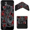 BWEGRHE Progettata per Samsung Galaxy Z Flip 4 5G Custodia, PC rigido sottile con design a motivo rose drago, cover antiurto per telefono con ricarica wireless per Galaxy Z Flip 4 (2022)