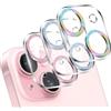 LucBuy 3 Pezzi Protezione per Obiettivo Fotocamera Scintillante per iPhone 13/iPhone 13 Mini, Copertura Acrilica Trasparente Completa Decorazione Glitterata Colorata Protezione per Fotocamera