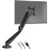 Duronic DMUSB5X1 Supporto da scrivania monitor 15" - 27" staffa schermo con braccio estensore regolazione a gas presa jack e USB alla base VESA MAX 100 x 100mm struttura in acciaio INOX portata 8kg