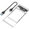JMT Contenitore portatile per disco rigido SATA da 2,5 pollici, in plastica, con porta USB-C/Micro-B, per SSD SATA da 2,5 (trasparente, con cavo da Micro-B a USB 3.0)