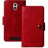 Dingshengk Rosso Retro Vera Pelle Case per BRONDI Amico Smartphone XS 5 Custodia Caso Premium Leather Cover Flip Guscio Protettiva Copertina Portafoglio Magnetico Anti Urto e Anti Graffi