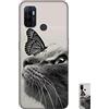 HopMore Nero Cover per Oppo A53S / Oppo A53 / A32 A33 2020 Silicone Morbide Disegni Custodie Bella Custodia Antiurto Gomma Case Morbido Caso Gel AntiGraffio - Farfalla Gatto