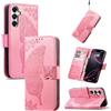 JIUNINE Custodia Protettiva per Samsung Galaxy A17 5G / A16 / A26, Cover Libro PU Pelle Antiurto Portafoglio con Design Farfalle 3D, Slot per Carte, Supporto Stand Regolabile, Rosa