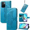 JIUNINE Cover per Redmi 10 4G / Redmi 10 2022, Custodia Interno TPU Antiurto Portafoglio con Disegni di Farfalla [Carta Fessura] [Supporto Stand] Cover Libro in PU Pelle per Redmi 10 4G, Blu