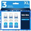 alphaink 3 Inchiostri Compatibili con Epson T102 per EcoTank ET-2750 ET-2751 ET-2756 ET-2850 ET-2856 ET-3700 ET-3750 ET-4750 ET-4850 ET-4856 ET-15000 (ciano 3-Pack T1022)
