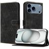 OKZone Cover per iPhone 17 Pro Max,Custodia a Libro in Pelle Protettiva Folio Portafoglio con Chiusura Magnetica e Slot per Carte Wallet Case Flip Cover(Nero)