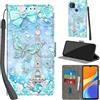 Haninsuze Cover per Xiaomi Redmi 9C NFC/10A Custodia Cover Pelle Libro Portafoglio con Porta Carte Magnetica Protezione Antiurto Cuoio Flip Case Custodia Cover per Redmi 9C, Torre