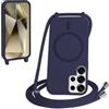 FMPCUON FNPCUON Cover Magnetica Silicone per Samsung Galaxy S24 Ultra con Cordino,Compatibile con MagSafe,Custodia con Laccio Collana Tracolla Collo Sottile TPU Antiurto Protettiva Case con Corda.Blu