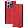XINNI Cover per Realme C63/Realme C61 Custodia, retrò Flip Magnetica Pelle PU/TPU Portafoglio, Rosso