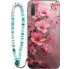 Sinyunron Cover Compatibile con Samsung Galaxy A7 2018,Custodia a Doppia Protezione 2 in 1 Antiurto e Anti-Graffio con Estetica Motivo+1×Boho Braccialetto Colorato,Fiori di pesca