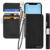 Butnyeoe Cover per iPhone 12 mini Case,Custodia iPhone 12 mini Libro,Trama Litchi PU Pelle Protettiva Portafoglio Flip/Folio Wallet Case Con Slot per Schede e Magnetica Supporto,Nero