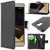 ebestStar - Cover Compatibile con Huawei Honor 7 Custodia Portafoglio Pelle PU Protezione Libro Flip, Nero [Apparecchio: 143.2 x 71.9 x 8.5mm, 5.2'']