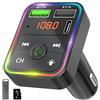 UYKLJH Trasmettitore Bluetooth 5.0 per Auto, adattatore trasmettitore per autoradio, caricabatteria da auto con kit vivavoce a ricarica rapida QC3.1 Type-C Supporto Disco U-Luce e Scheda SD