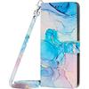 VQWQ Cover per Oppo A94 5G, Custodia Portafoglio in Pelle PU Marmo Slot per Schede Libro Supporto Antiurto Tracolla Regolabile Chiusura Magnetica Flip Case Wallet per Maschio Donna -[BY]-P&G