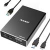 MAIWO Enclosure RAID SATA a doppia baia da 2,5, alloggiamento esterno per disco rigido SATA SSD HDD da 2,5 pollici, RAID 0/1, USB 3.0 6 Gbps con UASP, capacità 16 TB, alluminio