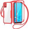 FERLAN Cover per Oppo A52/A72/Oppo A92 4G con Cordino, 360 Gradi Antiurto Custodia con Protezione Schermo Integrata Trasparente Rugged TPU Bumper Doppia Protettiva Cover per Oppo A52/A72/Oppo A92 4G -Rosso