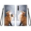 KARTXITAI Cover Compatibile con Huawei P Smart S PU Pelle TPU Silicone Portafoglio Magnetica con Disegni Motivo Animale Flip Custodia in Libro Slot Schede Custodia-Volpe,neve