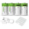 Lankoo 4 batterie CR2 CR15H270 CR15266 CR15270 CR2W, USB Type-C CR2 agli ioni di litio ricaricabili, 3,7 V 1100 mWh 300 mAh batterie ricaricabili al litio, con cavo di ricarica