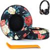 SINOWO Cuscinetti di ricambio per cuffie Beats Solo 2 e Solo 3 Wireless On-Ear e Solo2 Solo3, cuscinetti auricolari con isolamento acustico in memory foam, morbida pelle proteica (fiore nero)