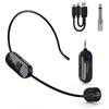 RANRAO Cuffie con microfono wireless 2.4G, microfono ad archetto con trasmissione wireless con trasmettitore ricaricabile, per altoparlante, insegnamento e altro
