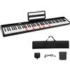 KOMFOTTEU Pianoforte Digitale 88 Tasti, 1000 Suoni e Ritmi, 20 Canzoni Demo, Tastiera Semi-ponderata, Pianoforte Elettronico con Illuminazione a LED Tastiera, Borsa di Conservazione, USB/Bluetooth