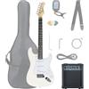 McGrey Rockit ST Set Completo Chitarra Elettrica 8 pezzi per principianti: chitarra, amplificatore, corde, custodia, accordatore, plettri, tracolla e cavo. Colore: White.
