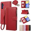 TUUNKMUY Custodia a tracolla per iPhone 16, con cordino con cerniera, in pelle di alta qualità, custodia a portafoglio con porta carte di credito, antiurto, custodia protettiva per iPhone 16, rosso