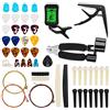 Jrifedptry Kit di 65 accessori per chitarra con corde per chitarra, accordatore, capotasto, plettri, porta plettri, plettri per pollice e perni per ponte