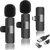 CURT Microfono Wireless Compatibile con iOS/Android, Microfono Lavalier Plug-play Riduzione Intelligente del Rumore per Registrazione Video, Streaming Live, Podcast, Vlog, YouTube, TikTok