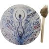 Pomurom Tamburo sciamanico da 25 cm, con manico a tamburo, realizzato a mano, tamburo sciamanico per musica spirituale, guarigione del suono, meditazione, decorazione per la casa, strumenti a percussione