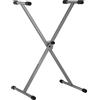 GEWA Supporto per tastiera - Pieghevole - Tubo d'acciaio - Regolabile in altezza 68-92 cm - Carico massimo 18 kg - Peso: 2,96 kg - Colore: Argento