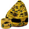 Dreamroots Bean Bag 80x80x120cm Beanbag con schienale e sgabello e copertura Cuscino da terra Chill Sack Bubibag Beanbag Giallo Auto